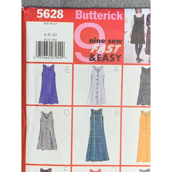 Butterick Misses Dress Jumper Sewing Pattern sz 6-10 5628 - uncut - Picture 2 of 3